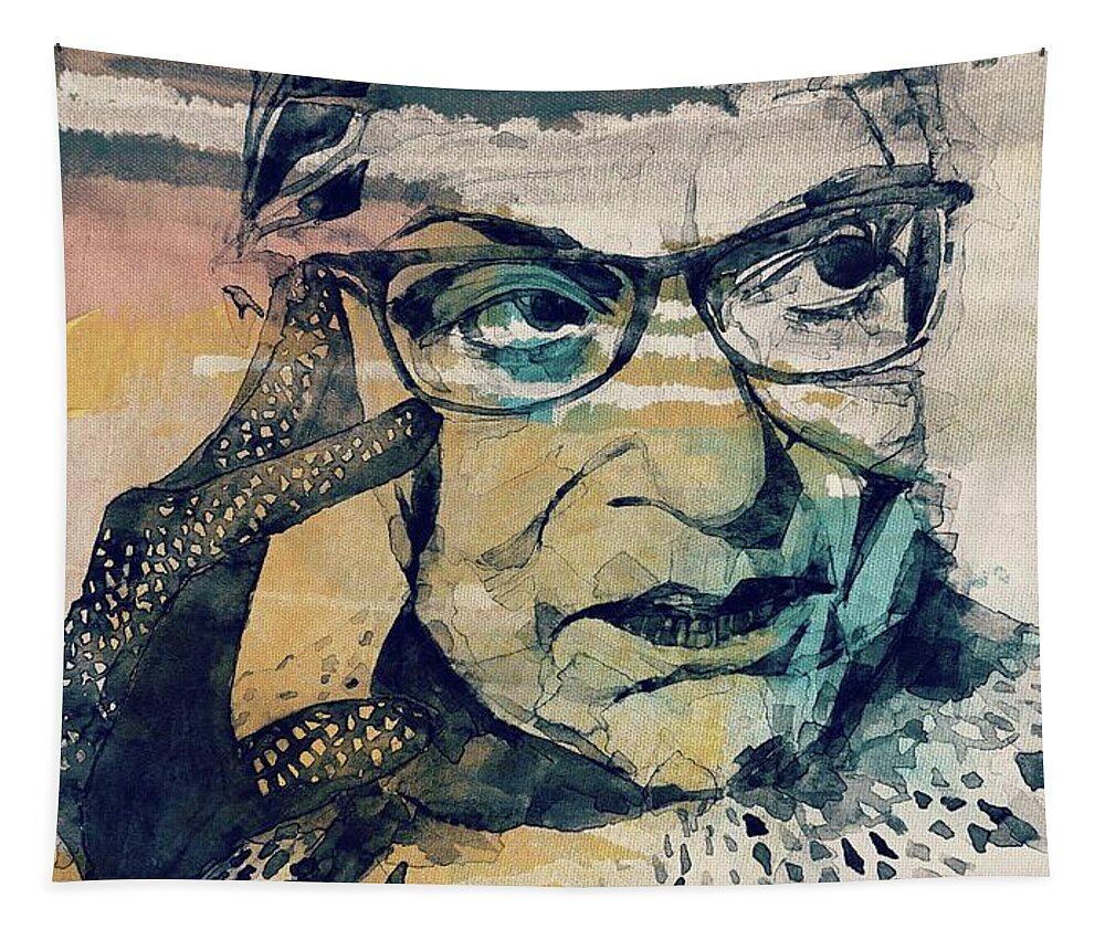 Ruth Bader Ginsburg Art Tapestry featuring the painting Ruth Bader Ginsburg Tribute by Paul Lovering