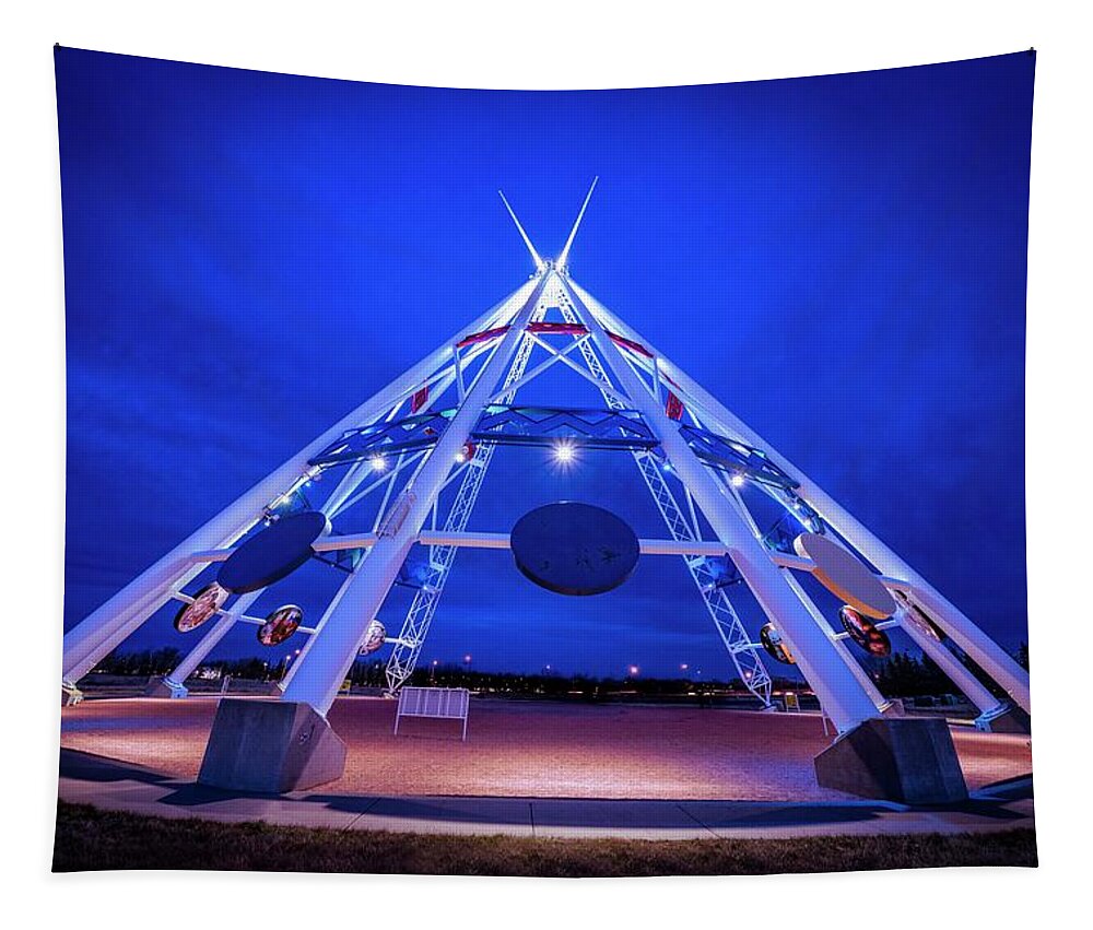 Teepee Tapestry featuring the photograph Saamis Teepee at Dusk by Darcy Dietrich