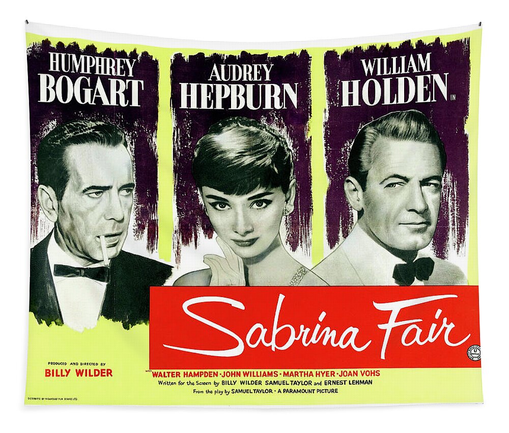 Humphrey Bogart Tapestry featuring the mixed media ''Sabrina'' - 1954 by Movie World Posters