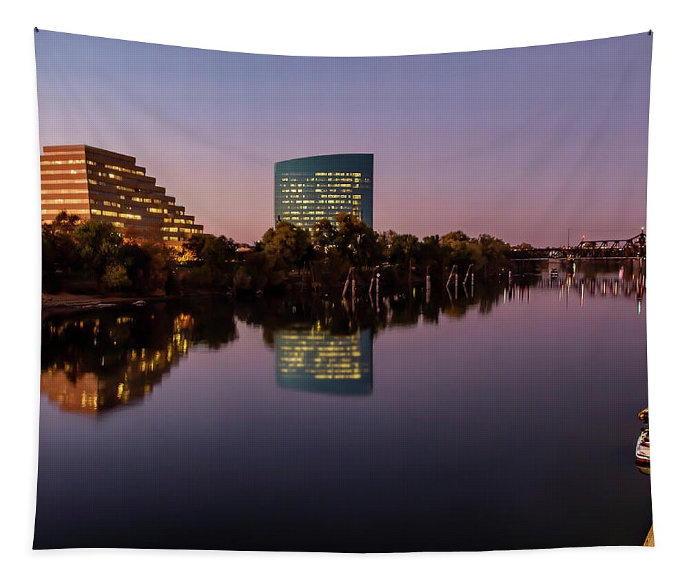 Sunset Tapestry featuring the photograph Sacramento Riverfront Sunset by Gary Geddes