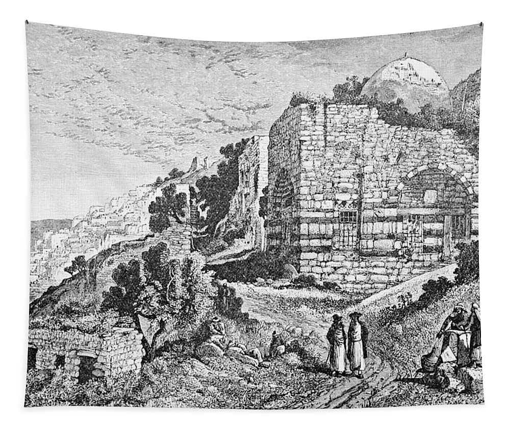 Safed Tapestry featuring the photograph Safed in 1888 by Munir Alawi