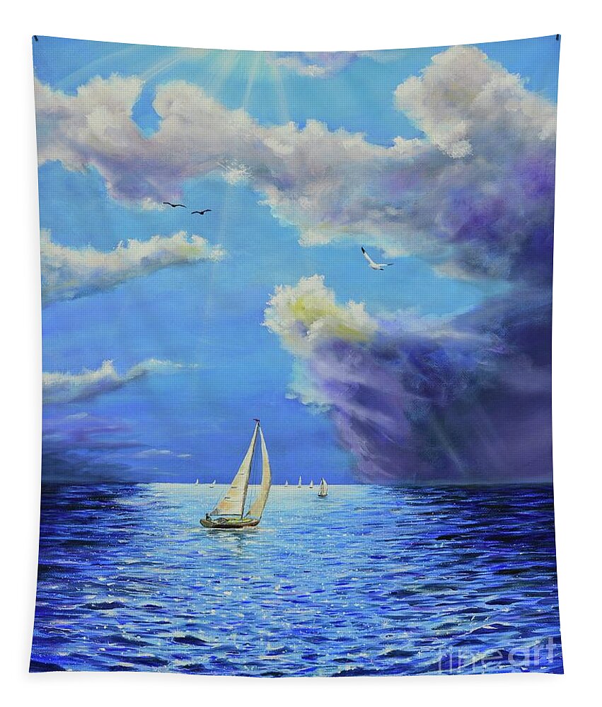 Ocean Tapestry featuring the painting Sail Away by Mary Scott