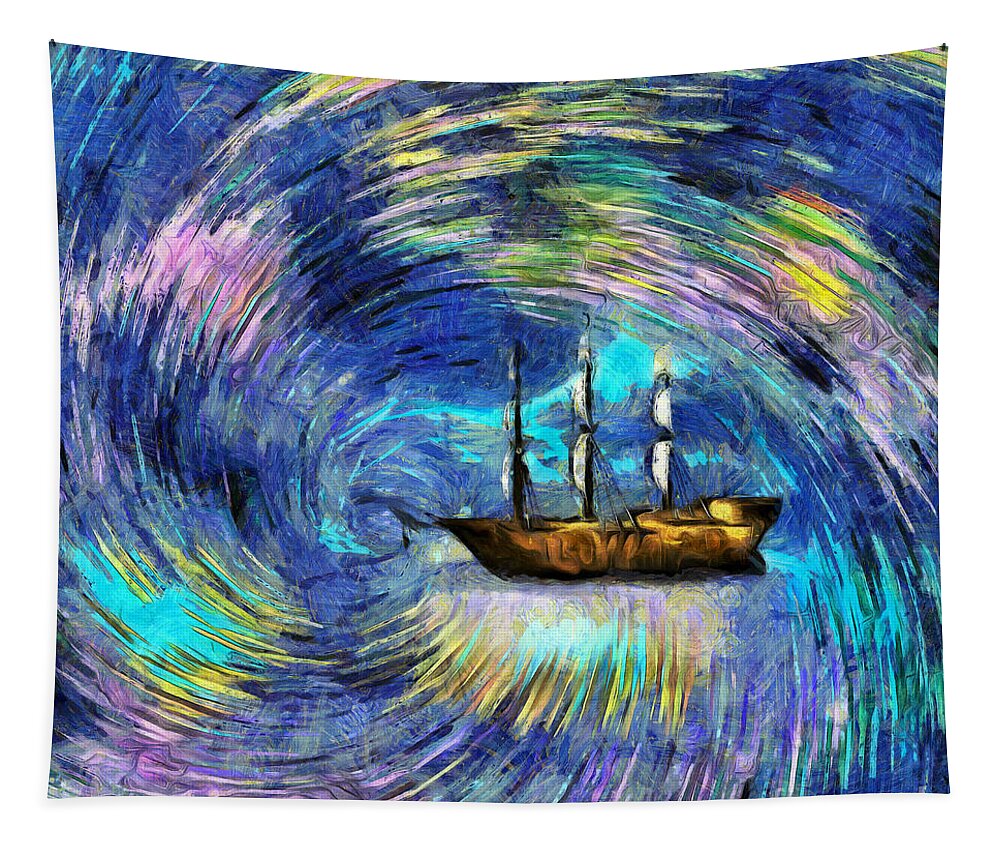 Mysterious Tapestry featuring the digital art Sailboat by Bruce Rolff