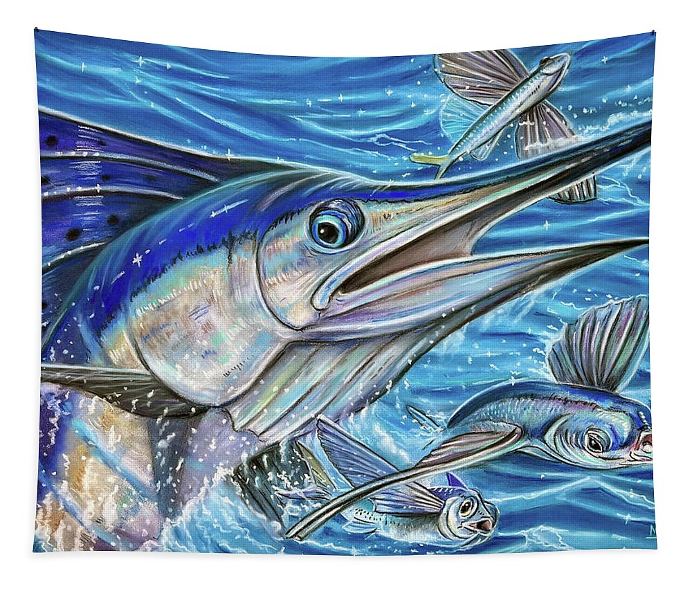 Sailfish Tapestry featuring the painting Sails Force by Mark Ray