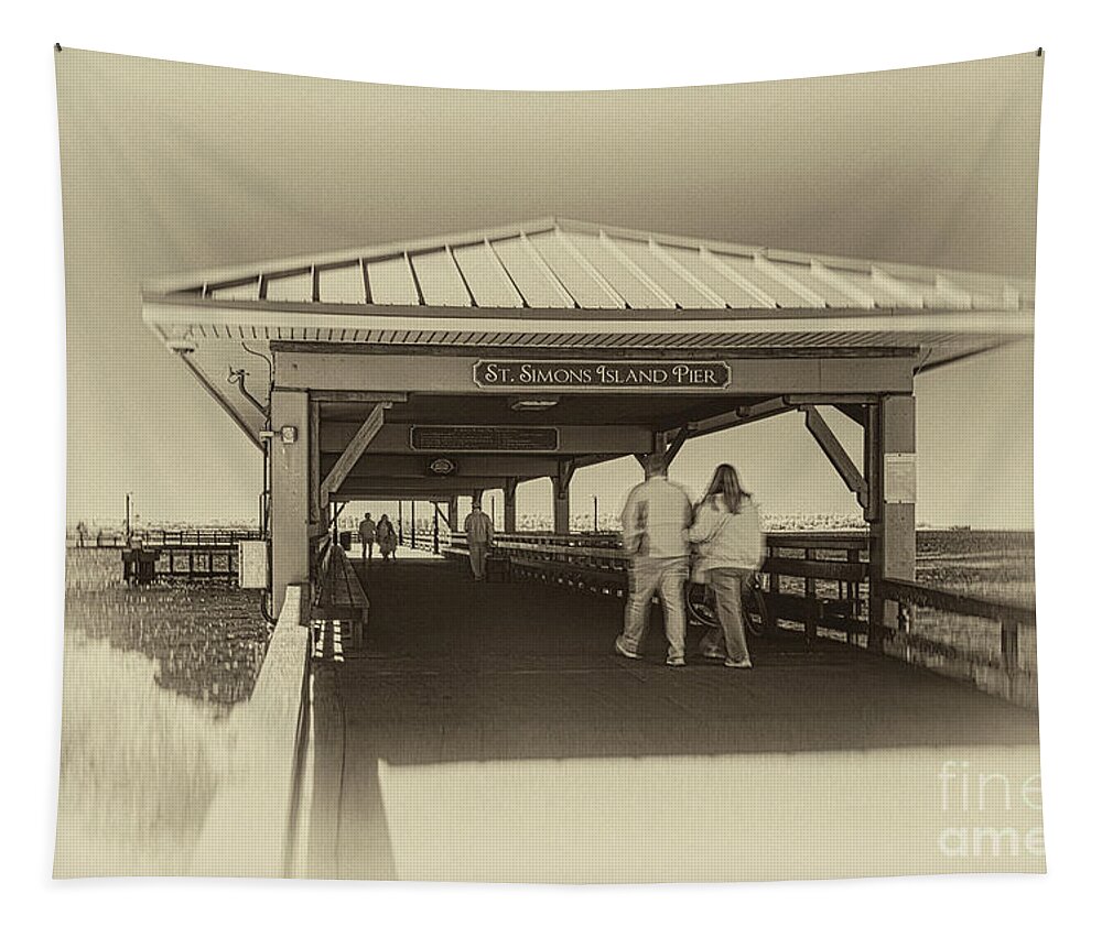 Saint Simons Tapestry featuring the photograph Saint Simons Island Pier by DB Hayes
