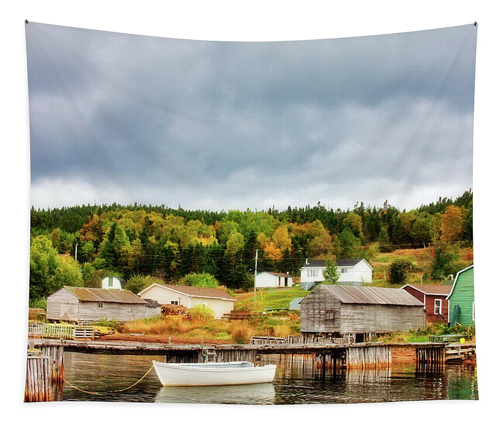 Salvage Fisherman's Village Tapestry featuring the photograph Salvage Village Newfoundland 2 by Tatiana Travelways