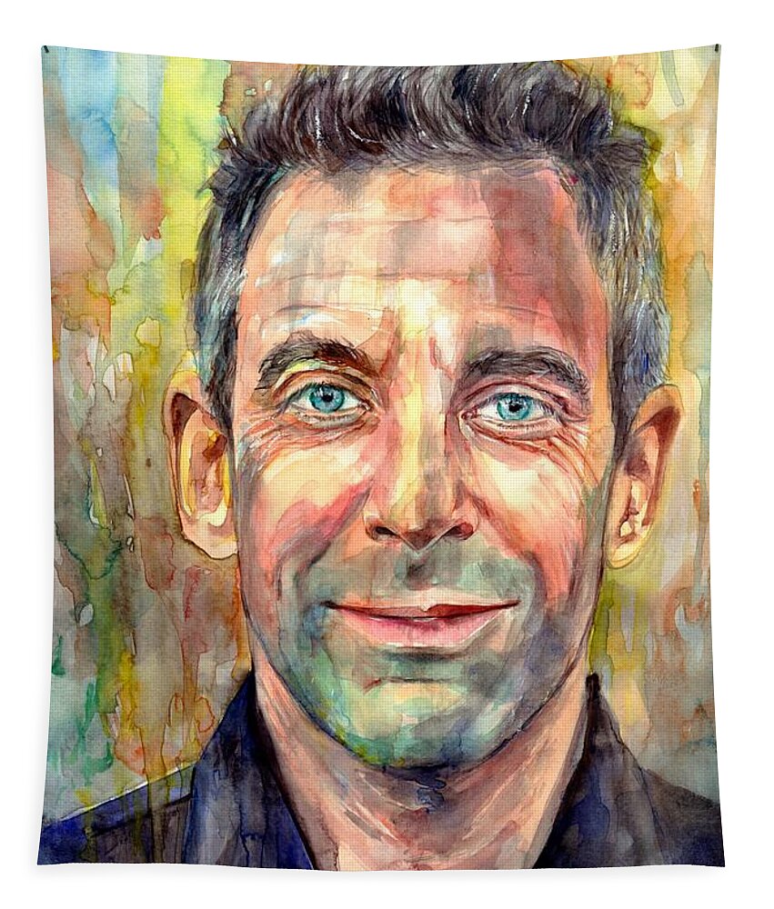 Sam Harris Tapestry featuring the painting Sam Harris Portrait by Suzann Sines