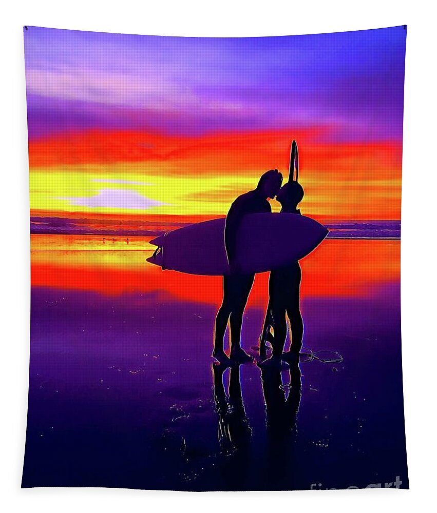 Surf Tapestry featuring the digital art San Elijo by Denise Railey