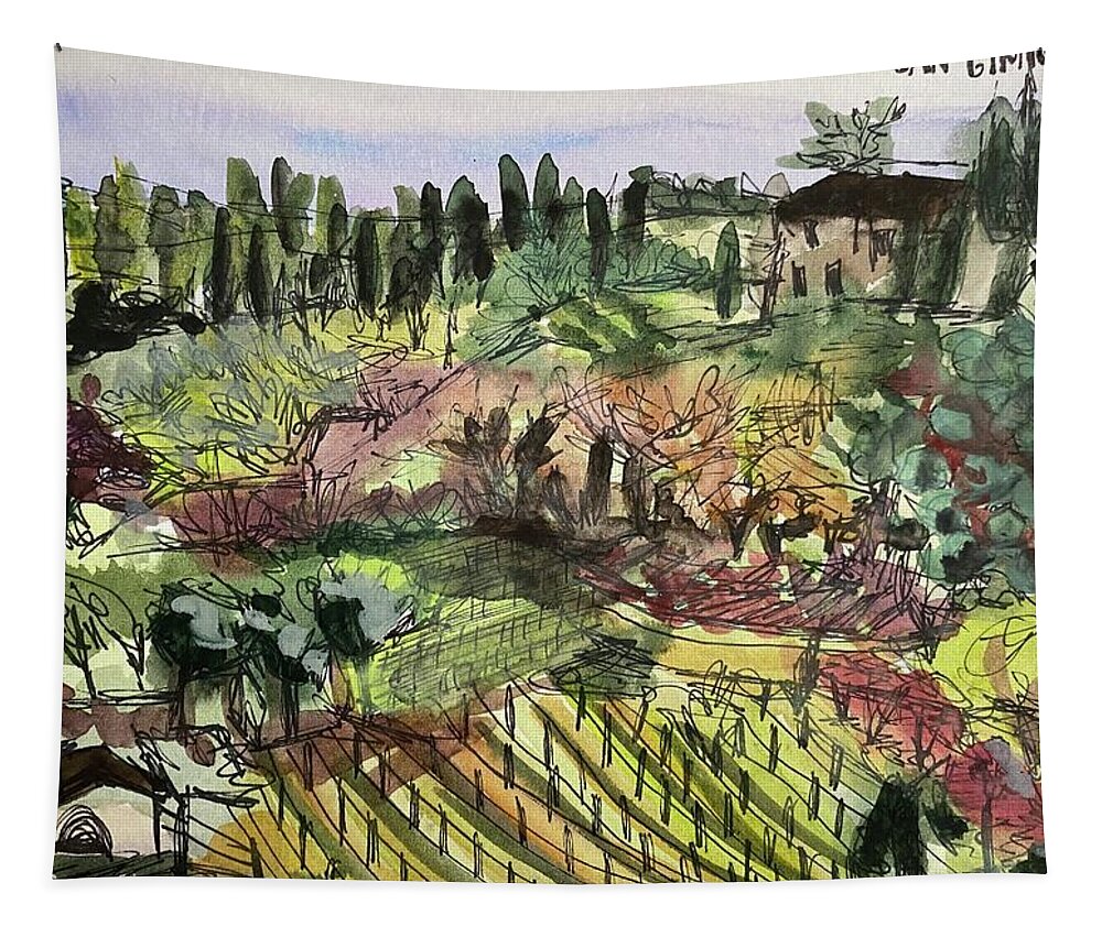  Tapestry featuring the painting San Gimignano by Meredith Palmer