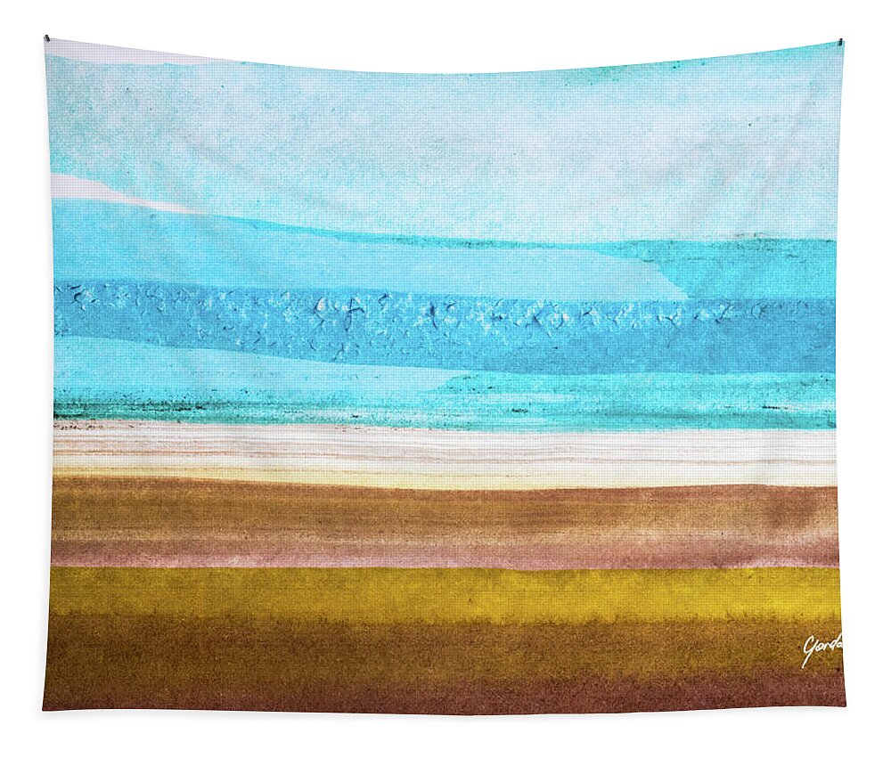 Fun Tapestry featuring the painting Sand Beach - Colorful Abstract Landscape Painting by Modern Abstract