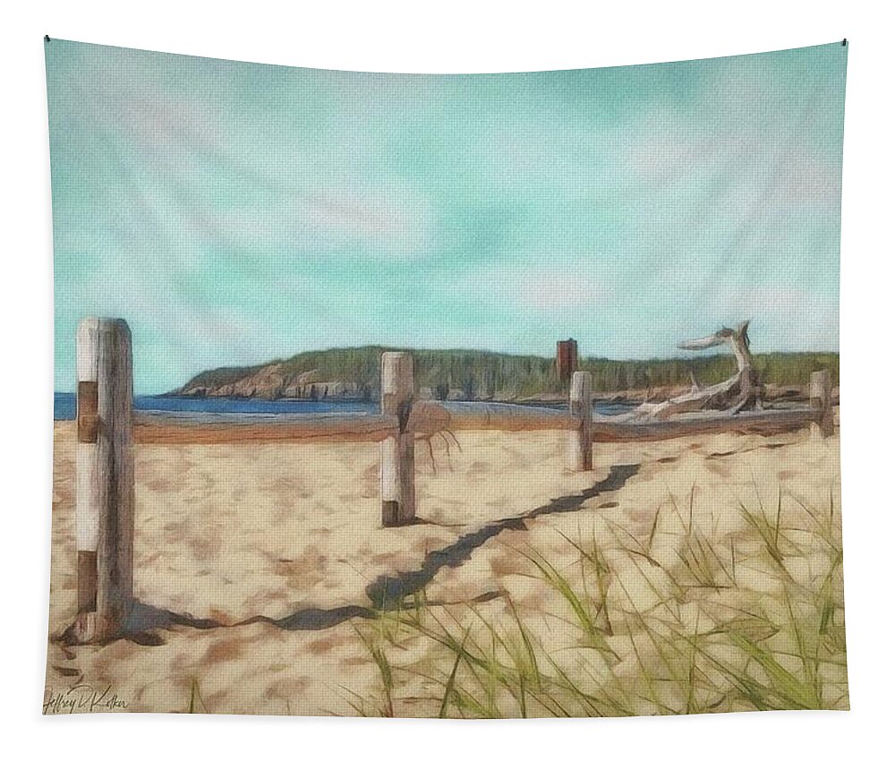 Fence Tapestry featuring the painting Sand Beach by Jeffrey Kolker