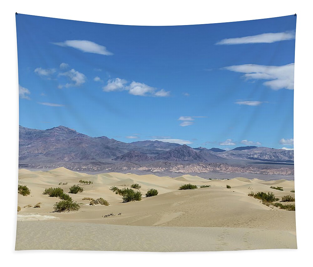Death Valley Tapestry featuring the photograph Sand Dunes and blue sky by Alberto Zanoni