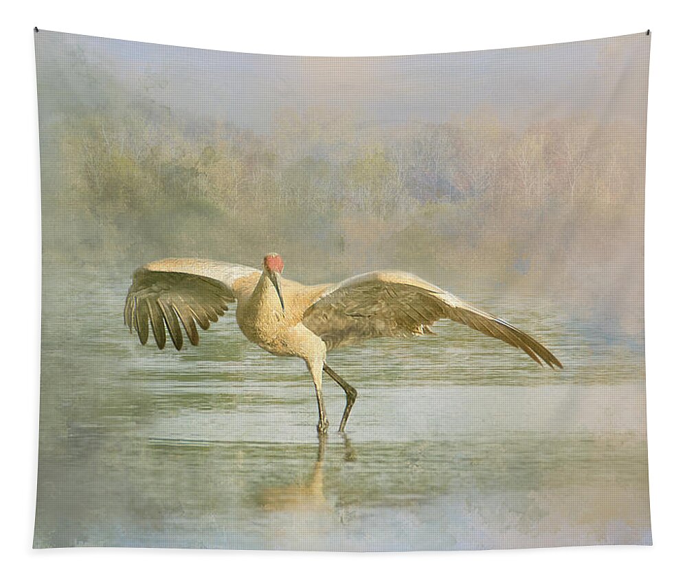 Andhill Crane Tapestry featuring the photograph Sandhill Crane - Admiration by Patti Deters