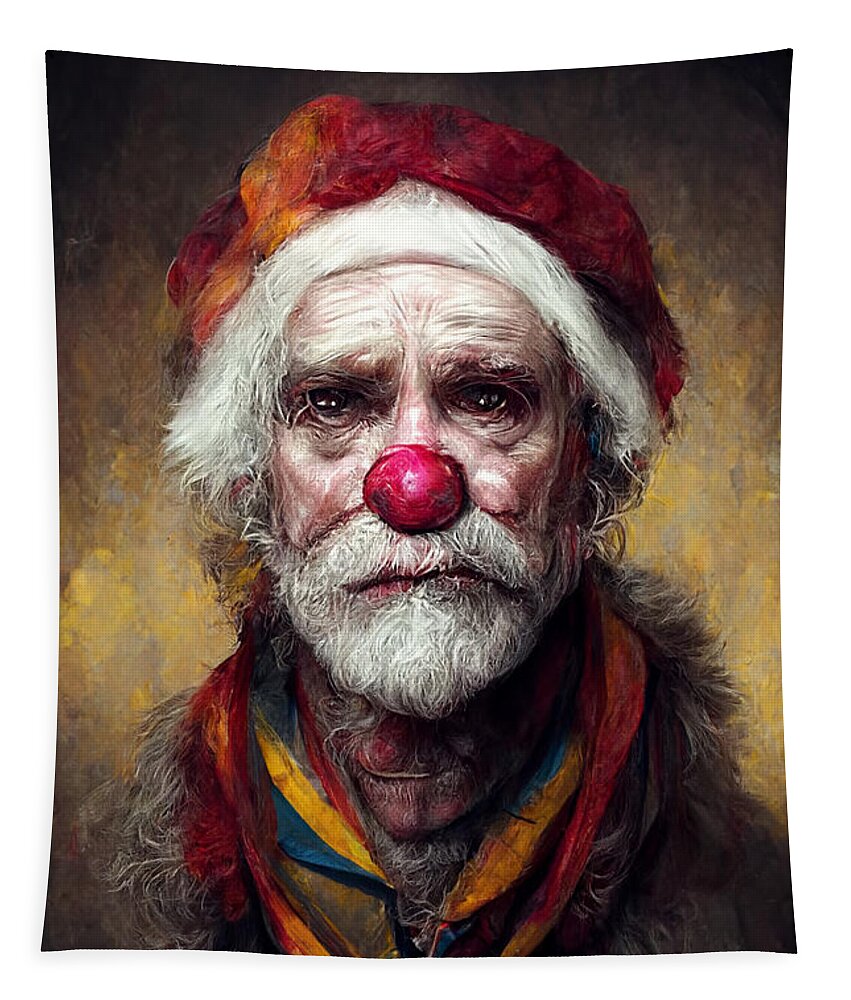 Santa Clown Tapestry featuring the digital art Santa Clown by Trevor Slauenwhite