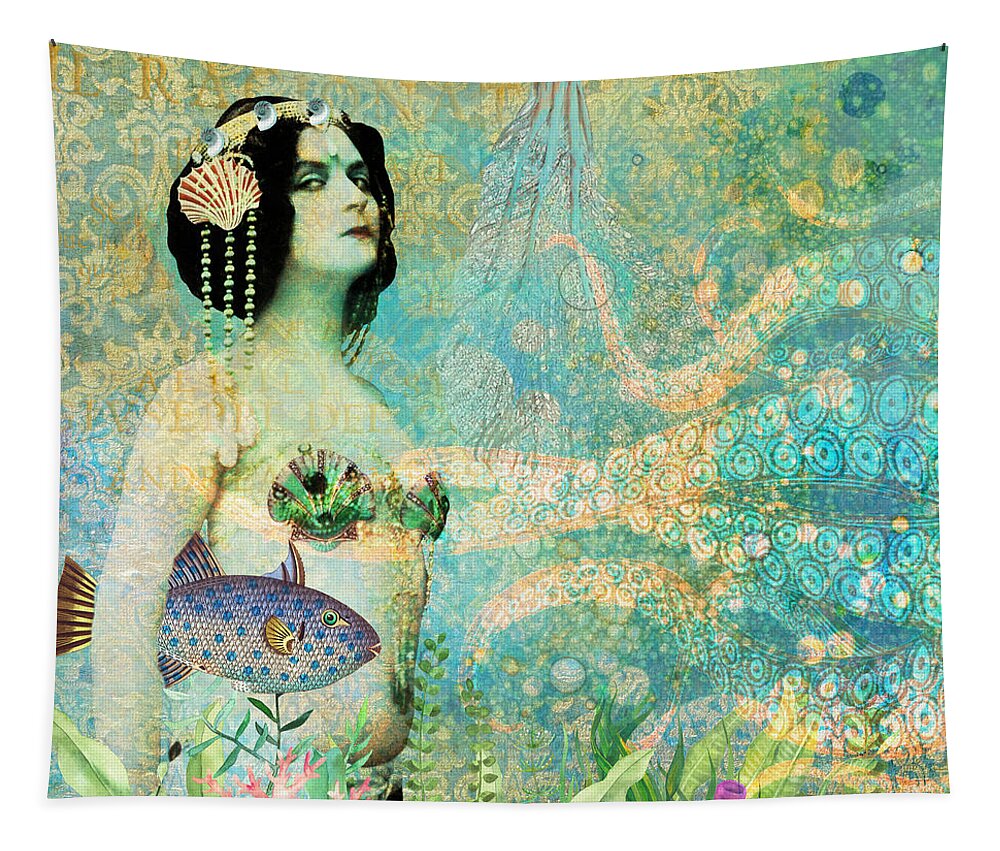 Digital Art Tapestry featuring the digital art Sassy Mermaid by Janice Leagra