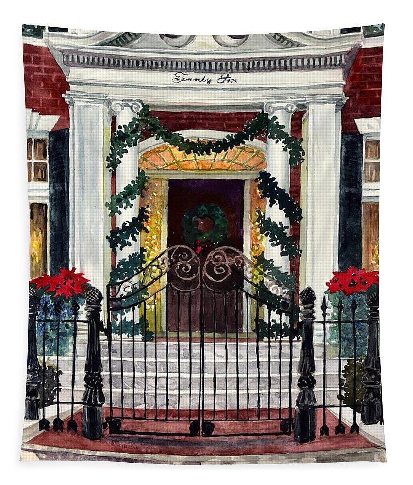 Christmas Tapestry featuring the painting Elegant Christmas by Merana Cadorette