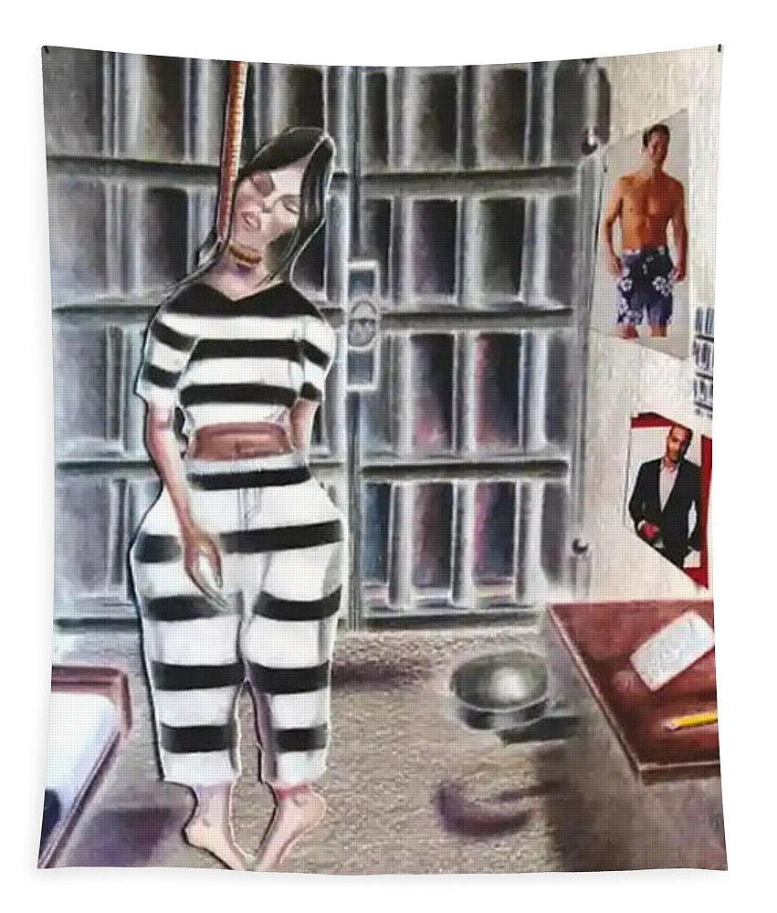 Black Art Tapestry featuring the drawing SayHerName by Donald C-Note Hooker
