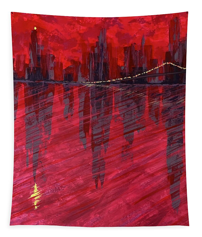 Abstract Tapestry featuring the painting Scarlet by Tes Scholtz