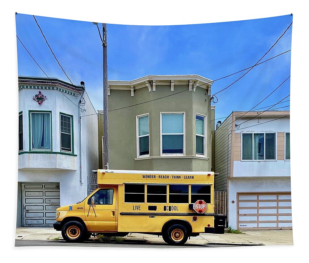  Tapestry featuring the photograph School Bus by Julie Gebhardt
