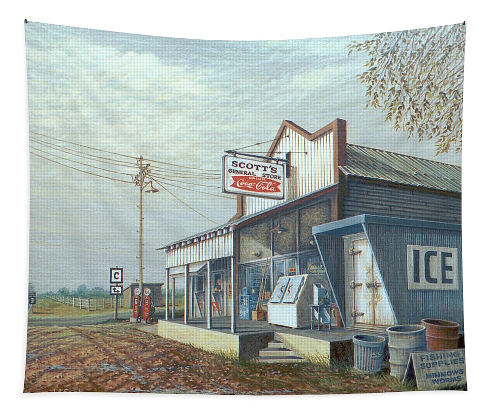 Landscape Tapestry featuring the painting Scott's General Store by George Lightfoot