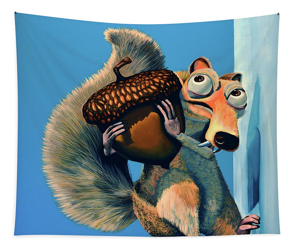 Scrat Tapestry featuring the painting Scrat Painting by Paul Meijering