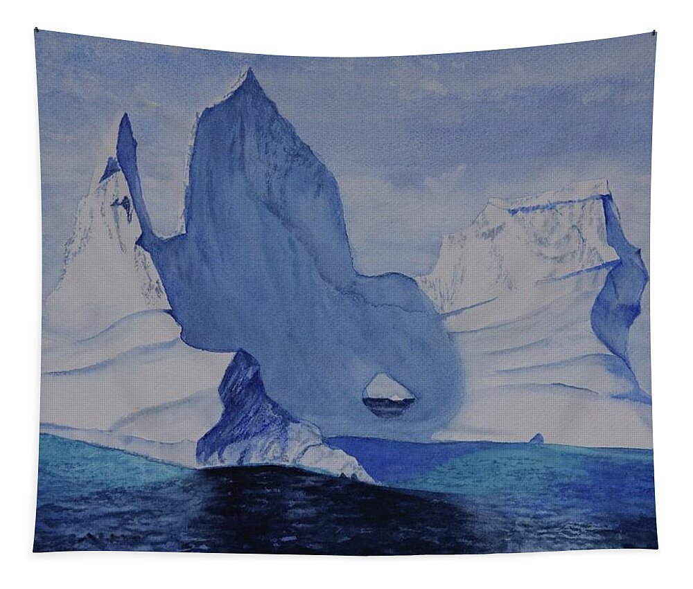 Iceberg Tapestry featuring the painting Sculpted by Nature by Deborah Horner