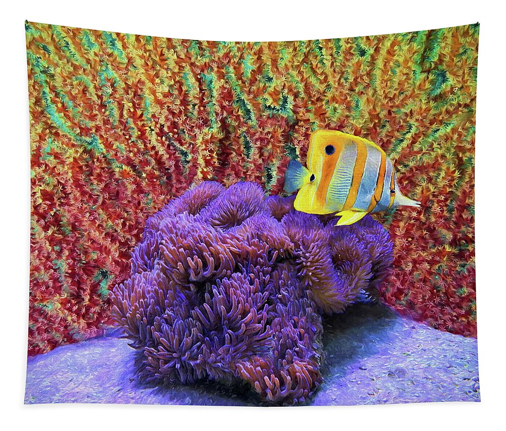 Sea Tapestry featuring the digital art Sea Fan and Copperband by Russ Harris