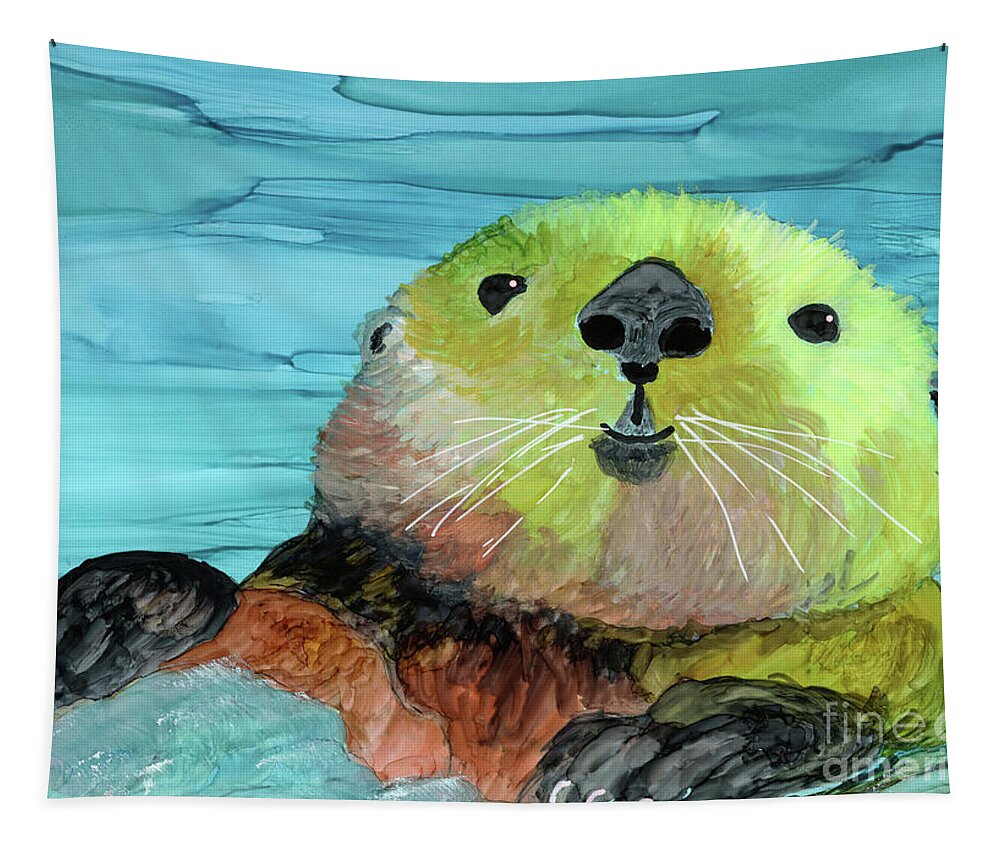 Sea Otter Tapestry featuring the painting Sea Otter by Julie Greene-Graham