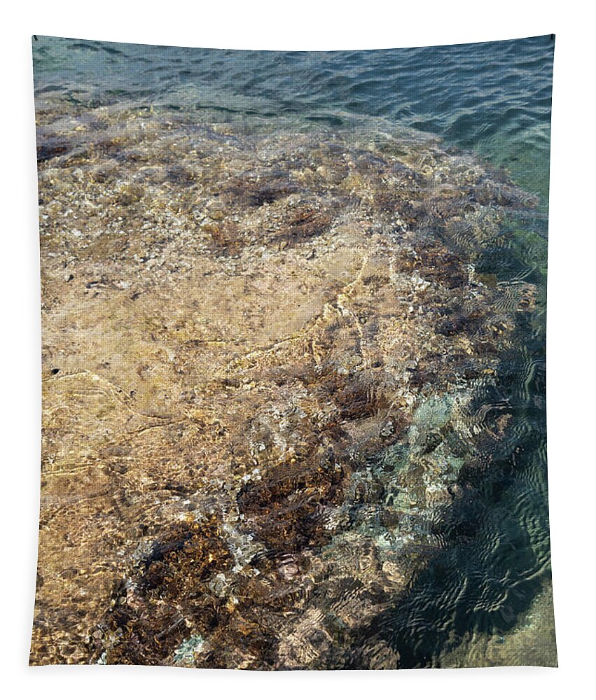 Mediterranean Tapestry featuring the photograph Sea water and rocks in a cove on the Mediterranean coast by Adriana Mueller