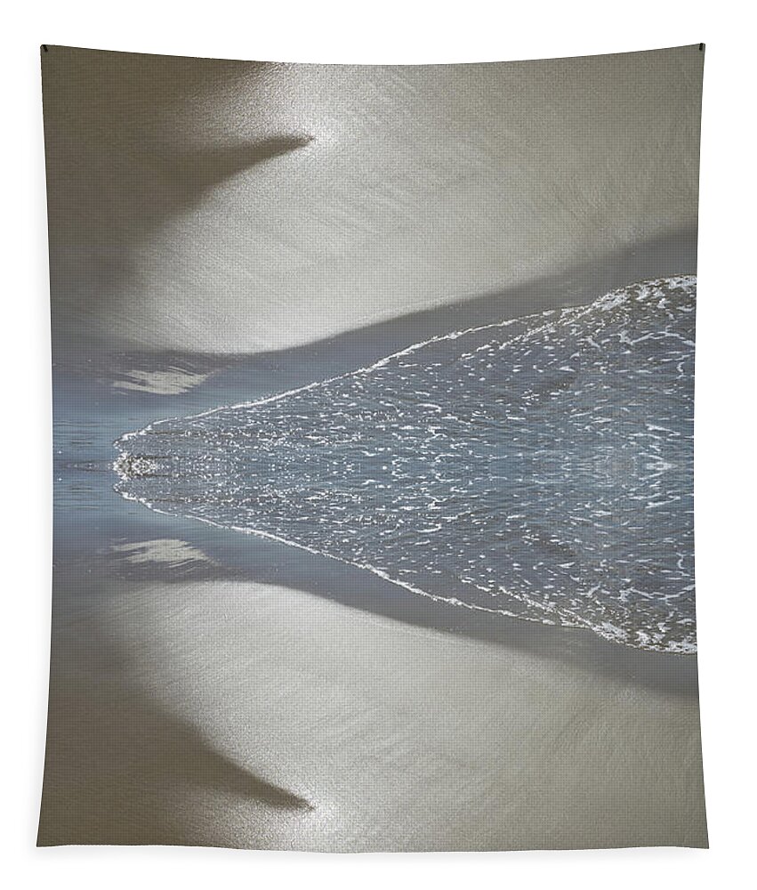 Sea Water Tapestry featuring the photograph Sea water meets silver sand. Abstract beach 2 by Adriana Mueller