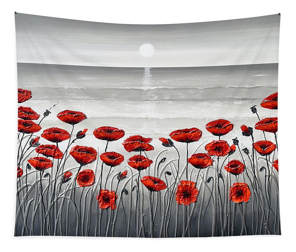 Red Poppies Tapestry featuring the painting Sea with Red Poppies by Amanda Dagg