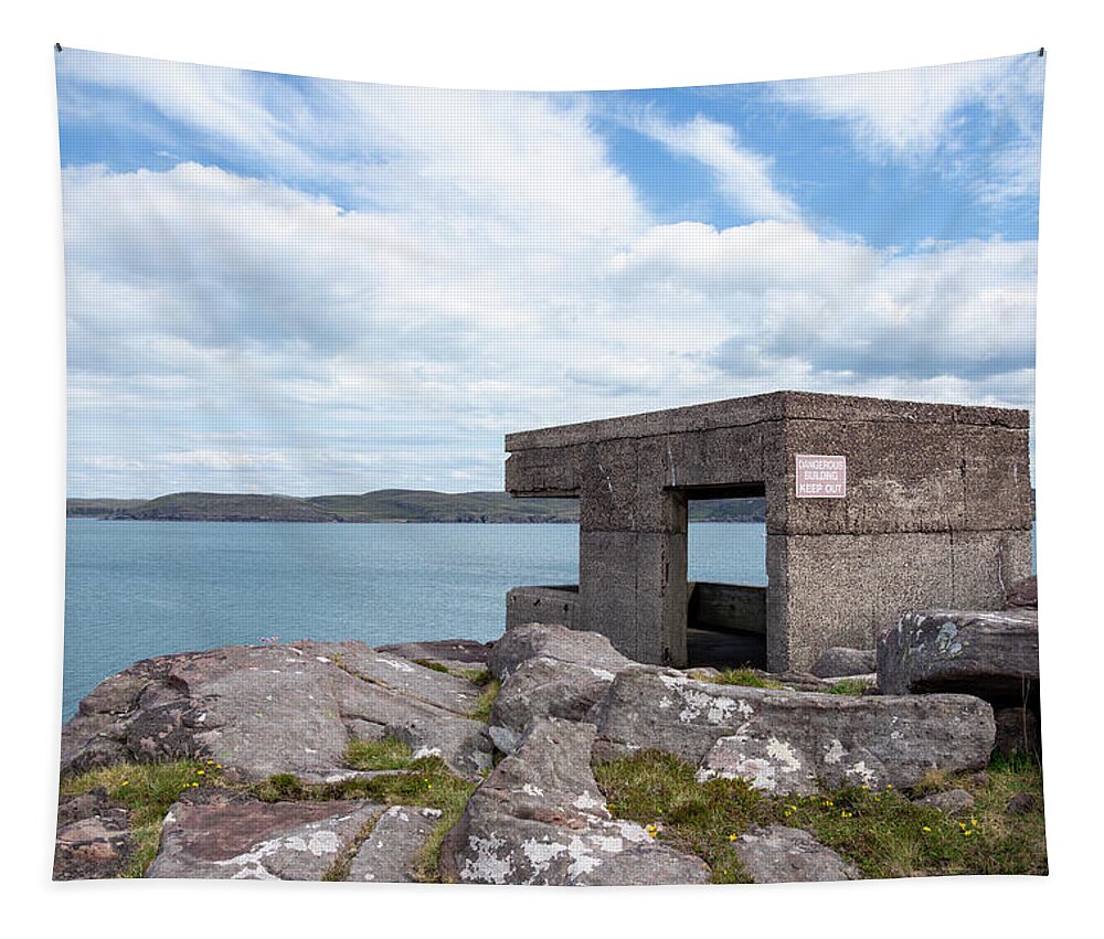 Cove Tapestry featuring the photograph Searchlight building at Cove Battery 2 by Steev Stamford