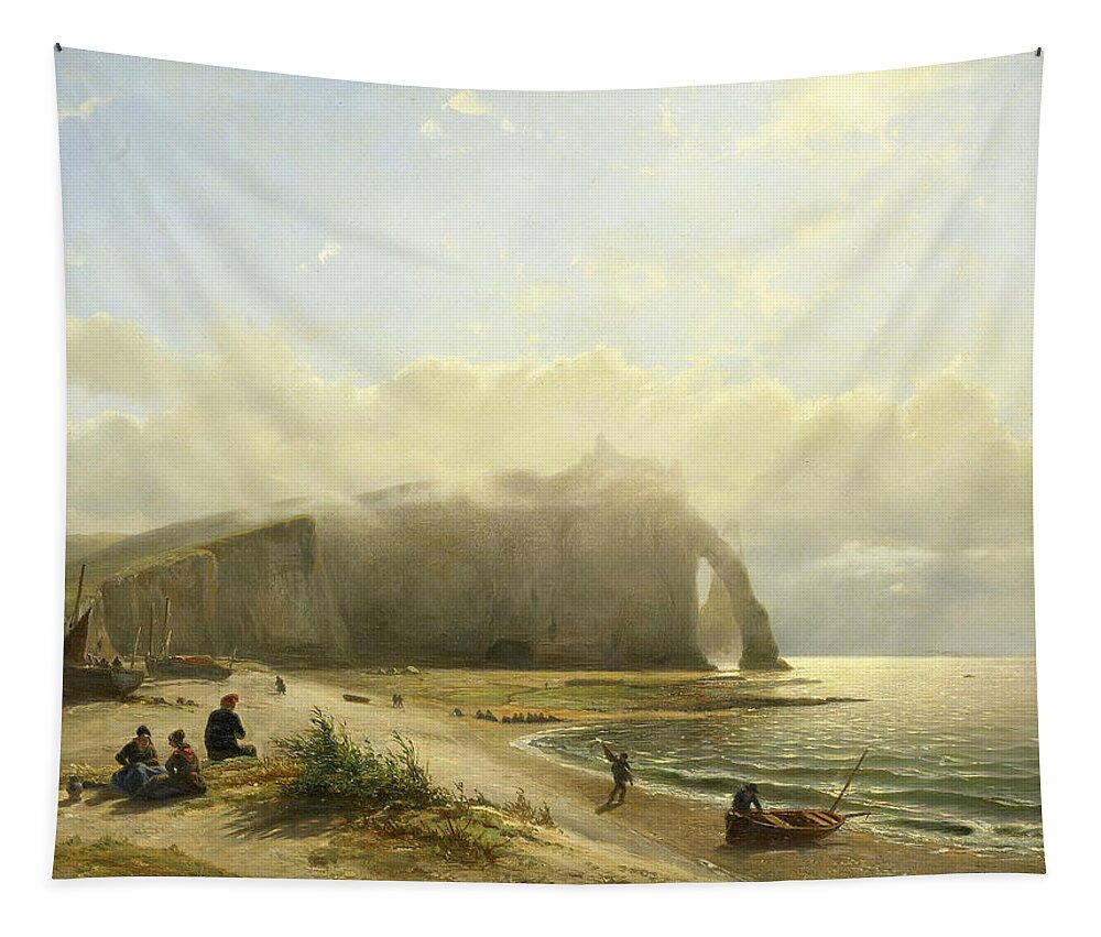 Willem Antonie Van Deventer Tapestry featuring the painting Seascape near the Coast by Willem Antonie van Deventer