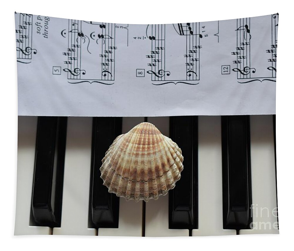 Music Tapestry featuring the photograph Seashell Dream On The Piano 2 by Leonida Arte