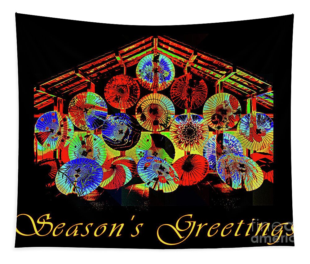 Seasons Tapestry featuring the digital art Season's Greetings 01 by Mimulux Patricia No