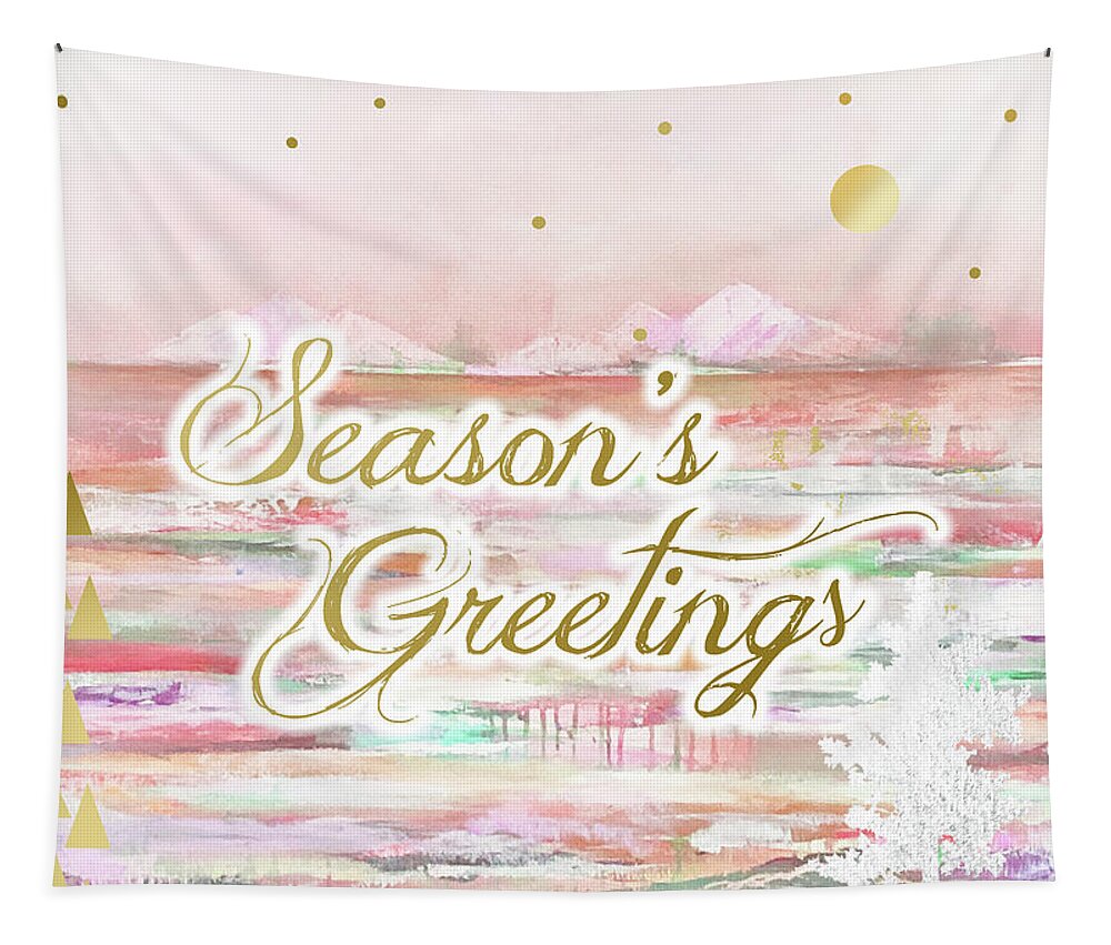 Season's Greetings Tapestry featuring the mixed media Season's Greetings by Claudia Schoen