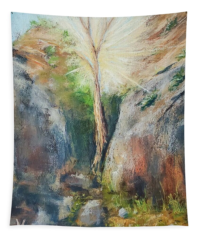  Tapestry featuring the painting Sedona Hike by Maria Langgle