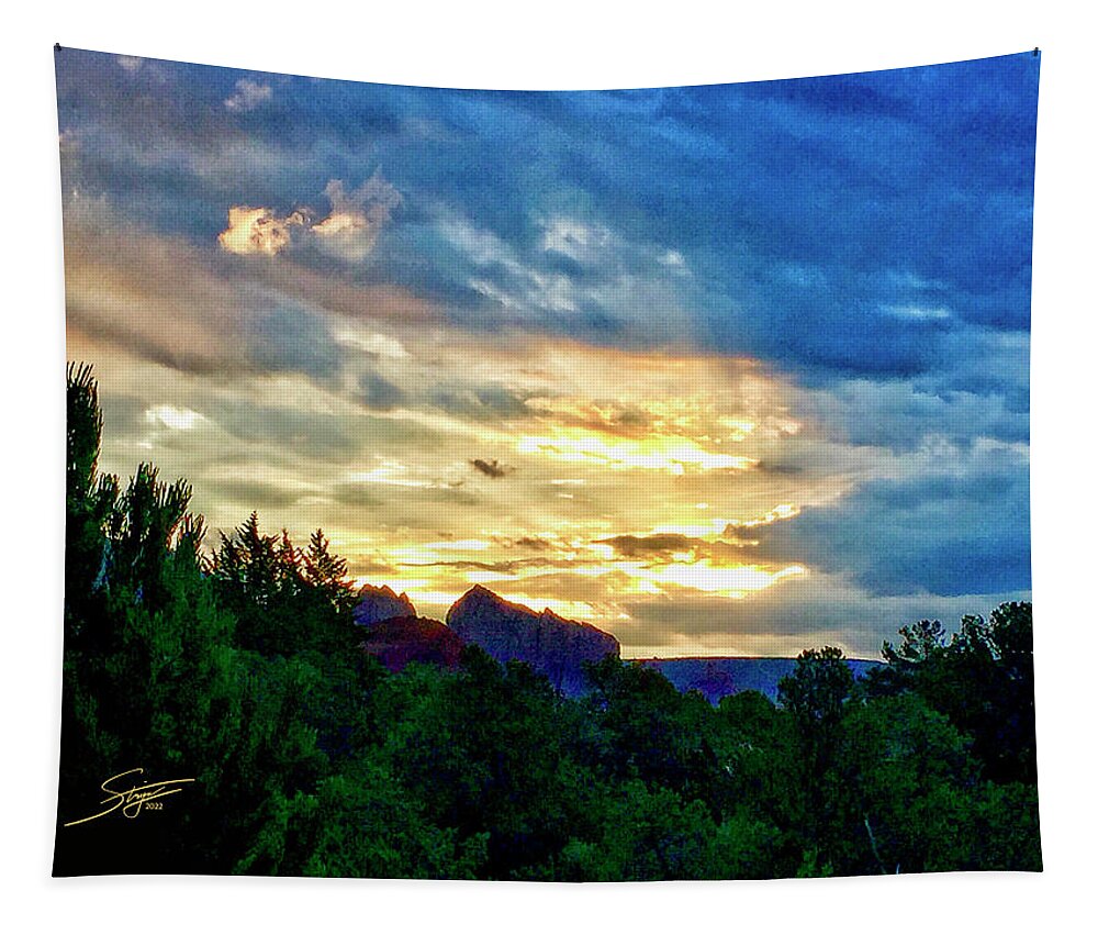 Adobe Tapestry featuring the digital art Sedona Sunset by Rick Stringer