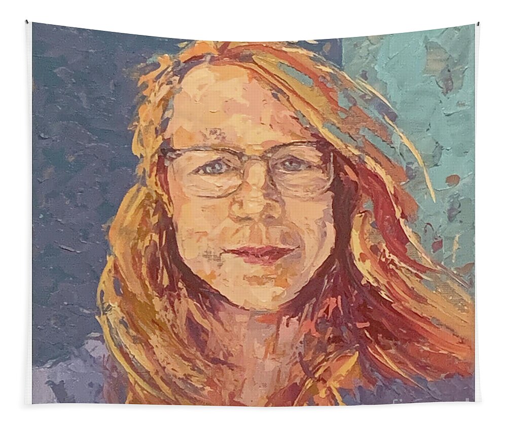 Selfie Tapestry featuring the painting Selfie, 2020 by PJ Kirk