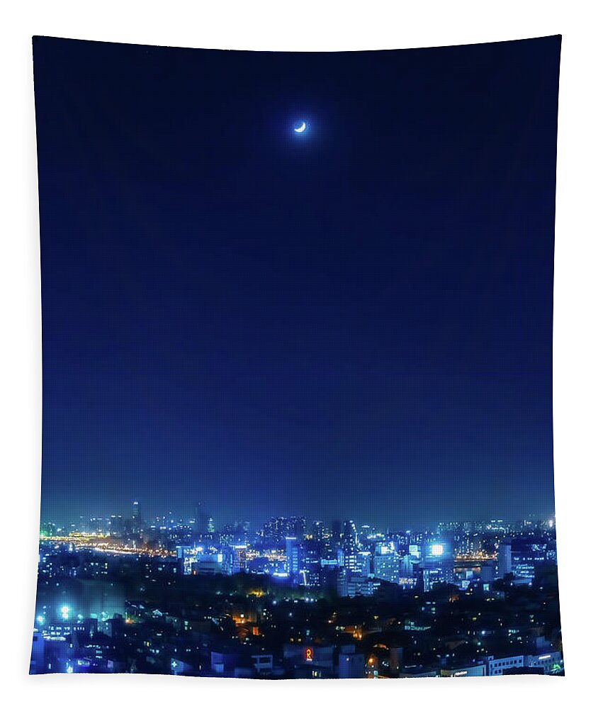 City Tapestry featuring the photograph Seoul Moon by Jason Roberts