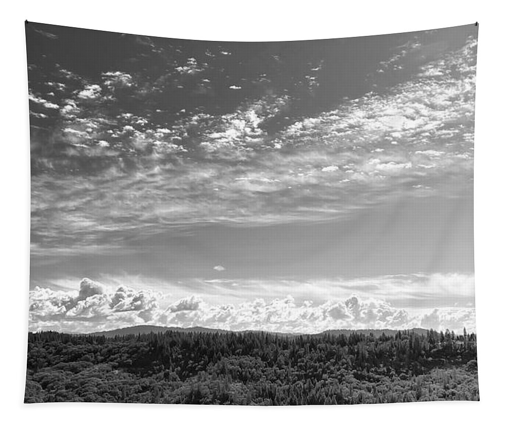 Photograph Black White Clouds Sky Tapestry featuring the photograph September Skies by Beverly Read