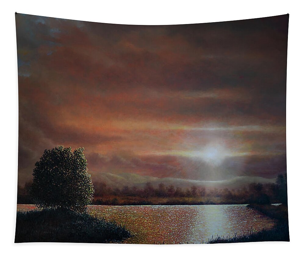 Oil Painting Tapestry featuring the painting Serene Lake by Douglas Castleman