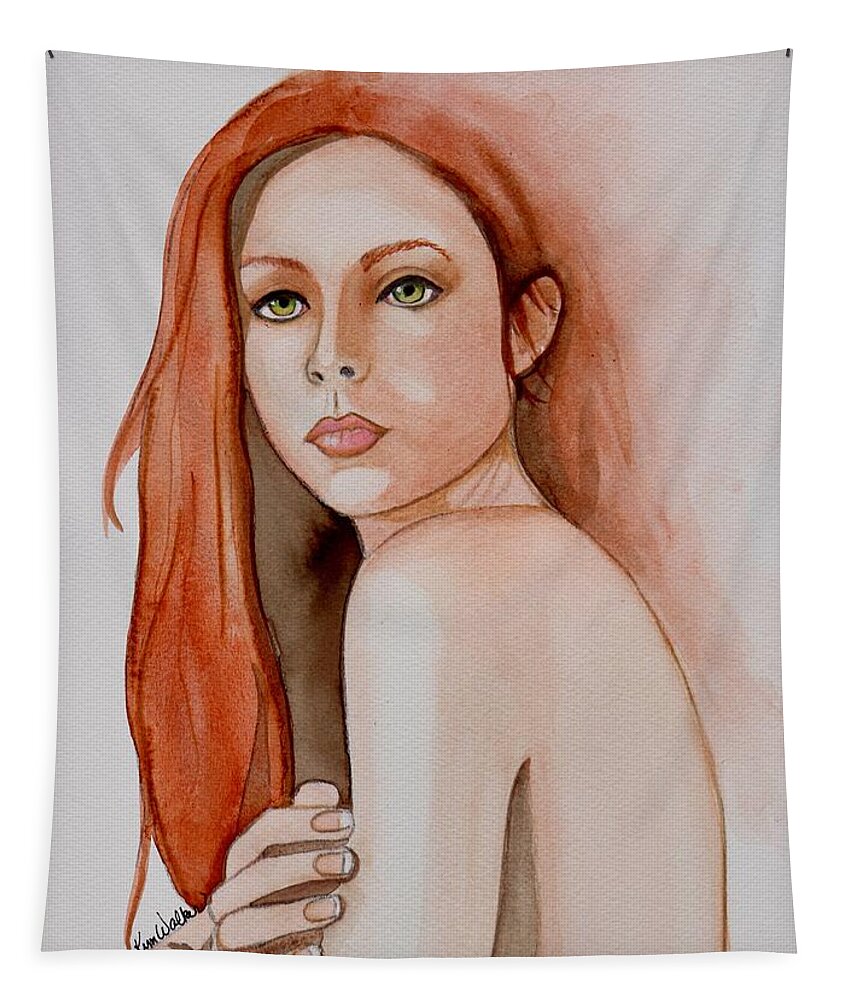 Brown Tapestry featuring the painting Serene Watercolor by Kimberly Walker