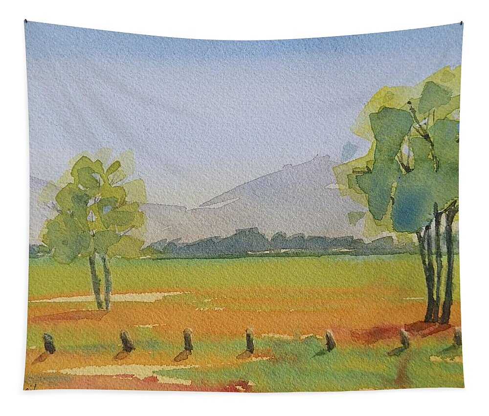 Landscape Tapestry featuring the painting Serenity by Sheila Romard