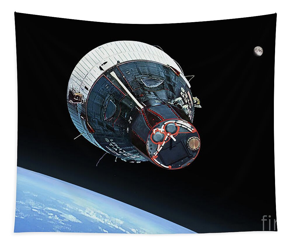 Space Art Tapestry featuring the digital art Seven by Mark Karvon