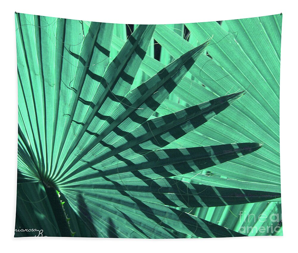 Nature Tapestry featuring the photograph Shadows on Palm Leaves by Mariarosa Rockefeller