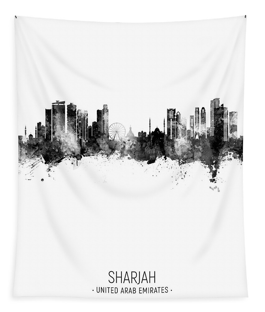 Sharjah Tapestry featuring the digital art Sharjah Skyline #18 by Michael Tompsett