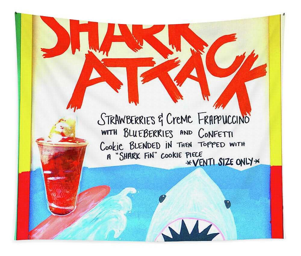 Shark Attack Tapestry featuring the photograph Shark Attack drink at Starbucks by David Lee Thompson