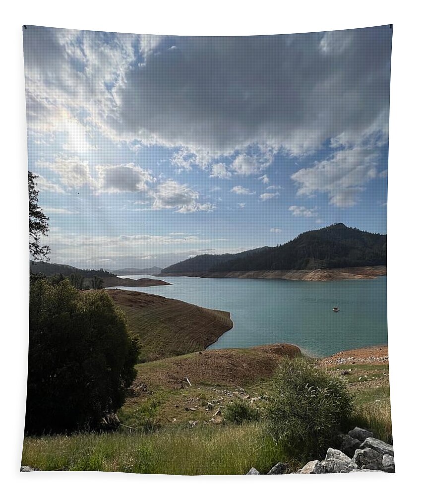 Shasta Lake Tapestry featuring the photograph Shasta Lake in April by Bonnie Bruno