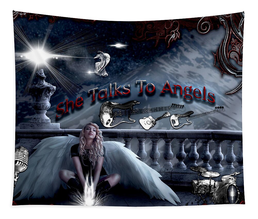 She Talks To Angels Tapestry featuring the digital art She Talks To Angels by Michael Damiani